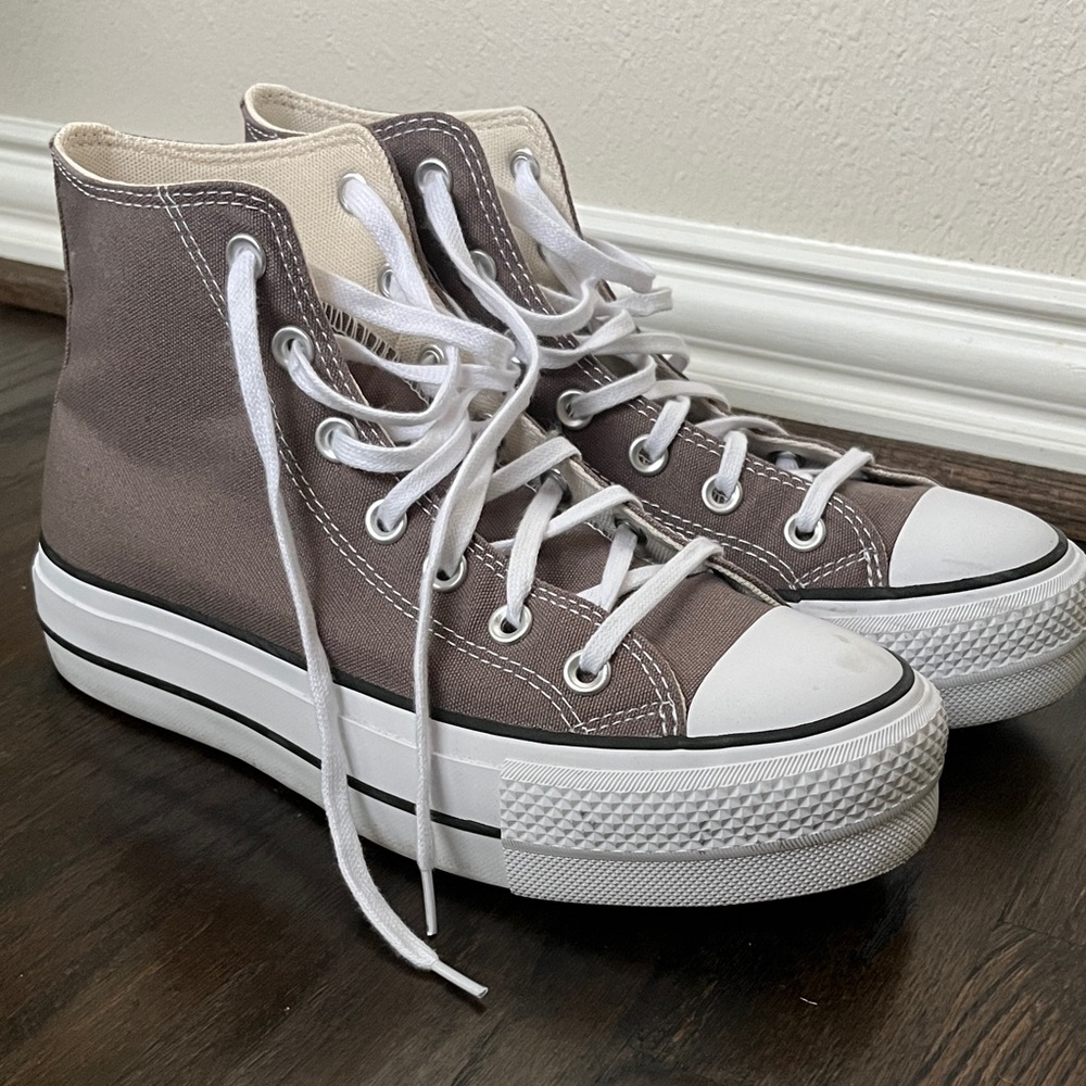 Brown high top, platform converse